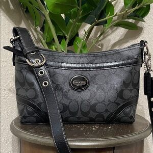 Coach Black Signature Heritage Shoulder Bag